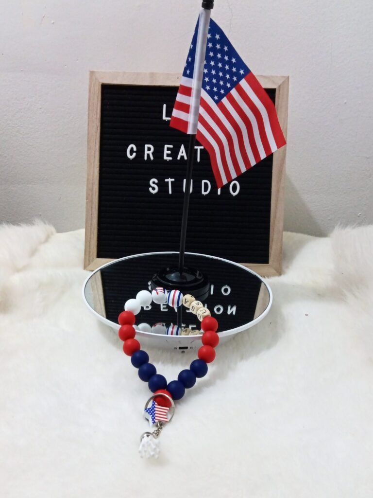 Patriotic July 4th wristlet Silicone Keychain,  $10 each keychain