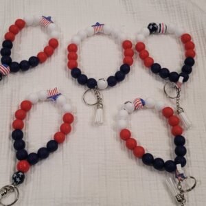 Patriotic July 4th wristlet Silicone Keychain $10 each.