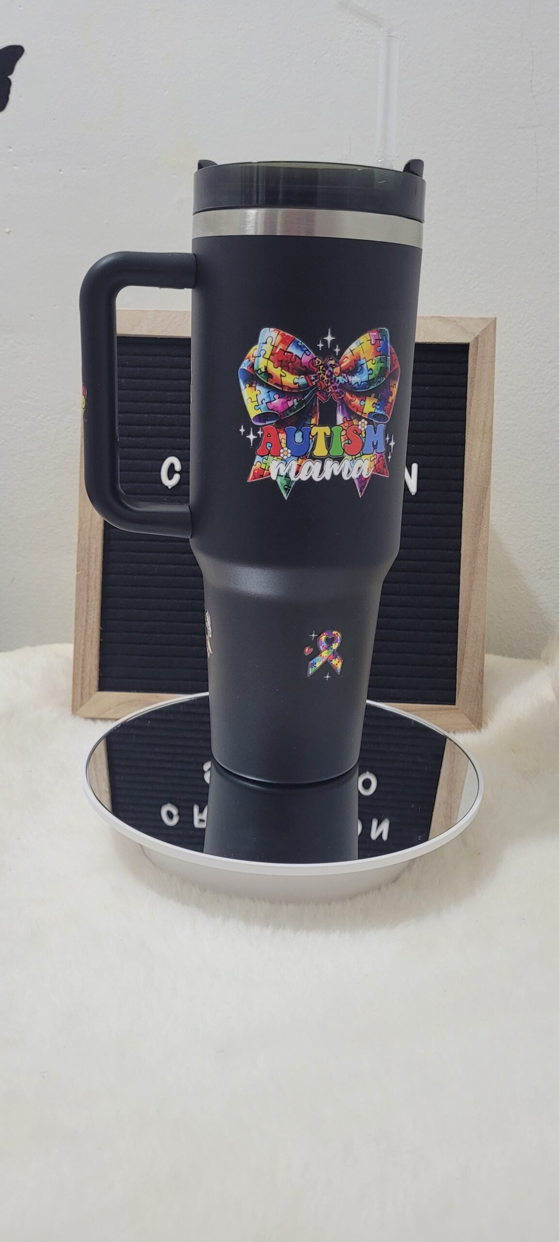 Custom-designed 40 oz stainless steel tumbler! Autism Awareness - Image 2