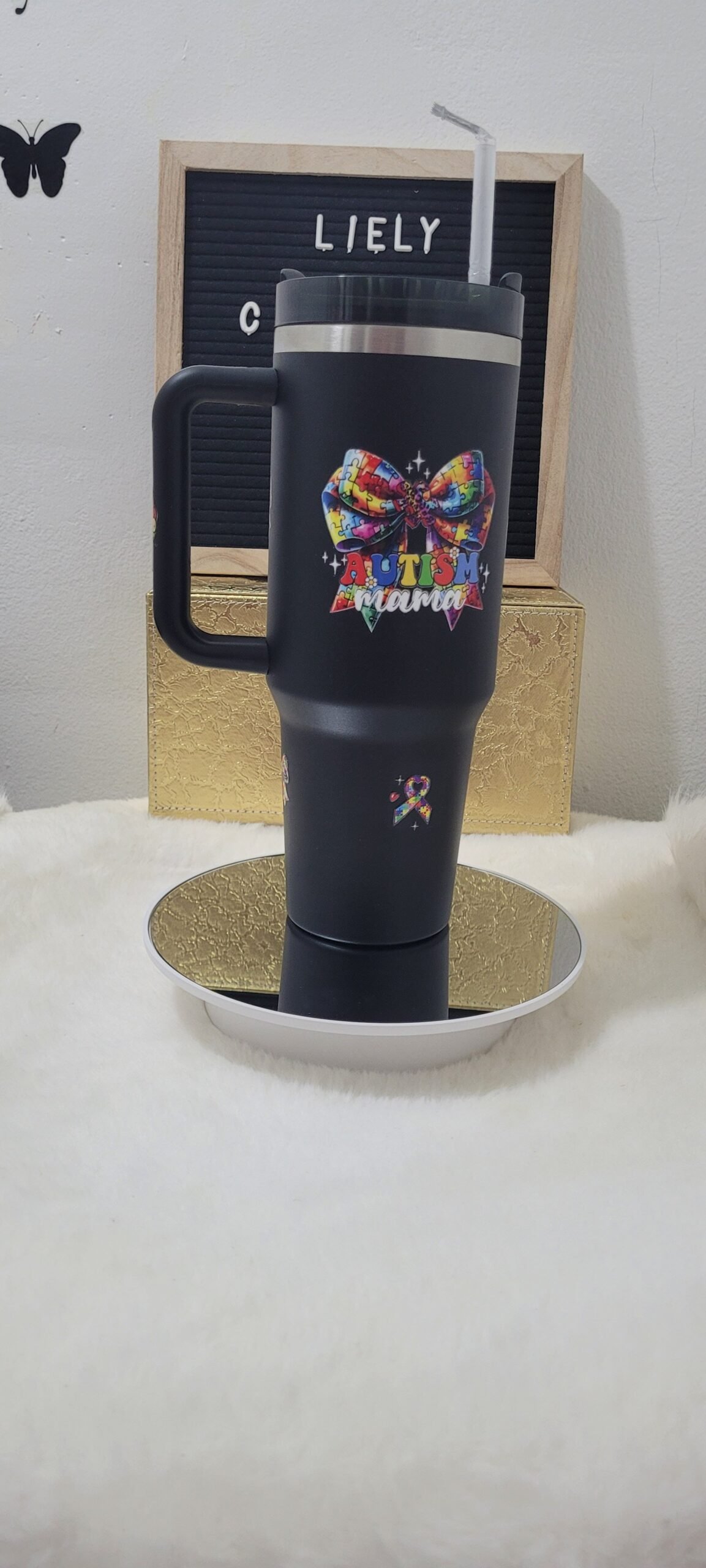 Custom-designed 40 oz stainless steel tumbler! Autism Awareness - Image 5