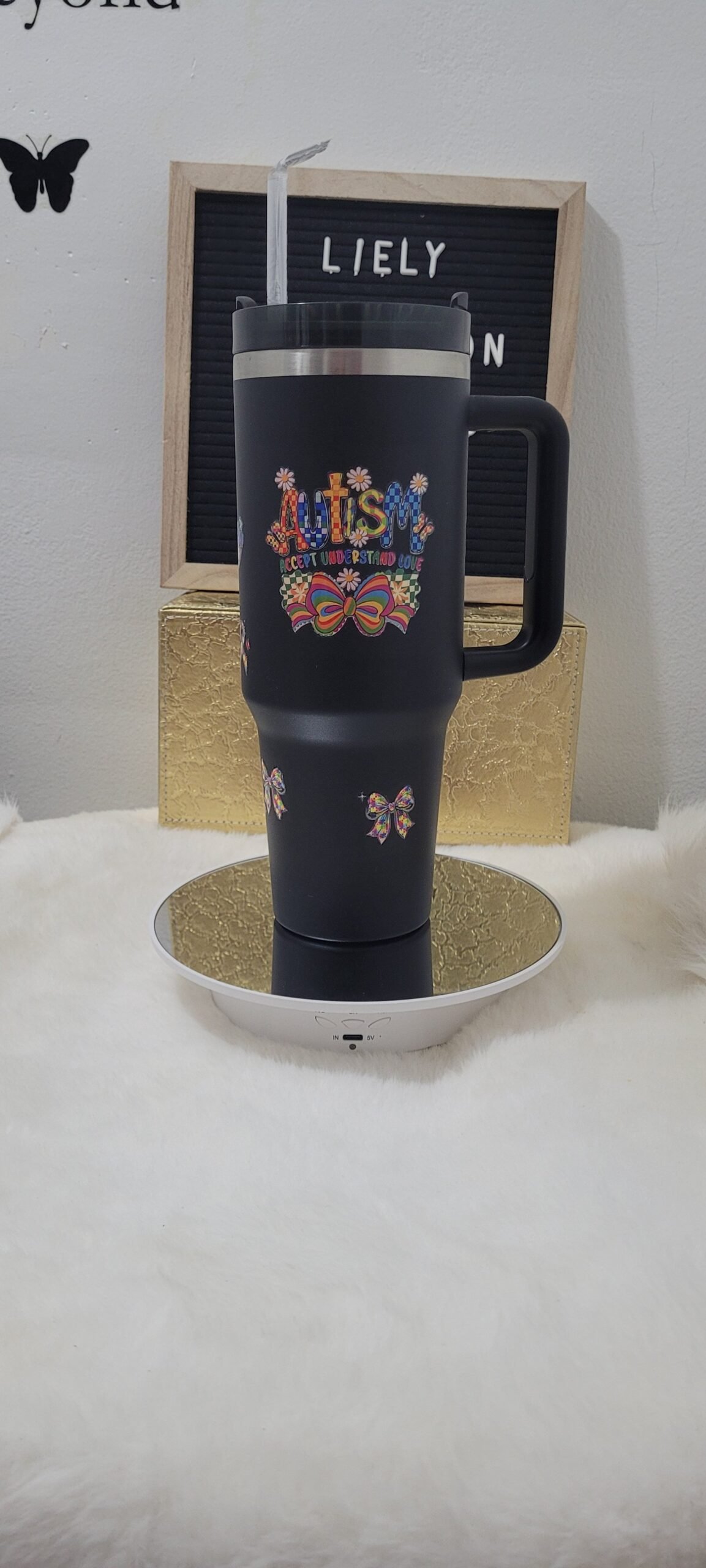 Custom-designed 40 oz stainless steel tumbler! Autism Awareness - Image 4